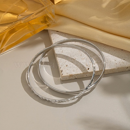 2 шт. Набор классических браслетов из нержавеющей стали 304 в двух стилях для женщин DB9635-3-1