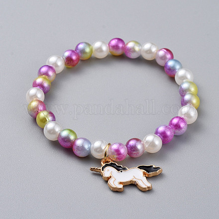 Acrylique et abs en plastique imitation perles de nacre bracelets extensibles BJEW-JB04759-01-1