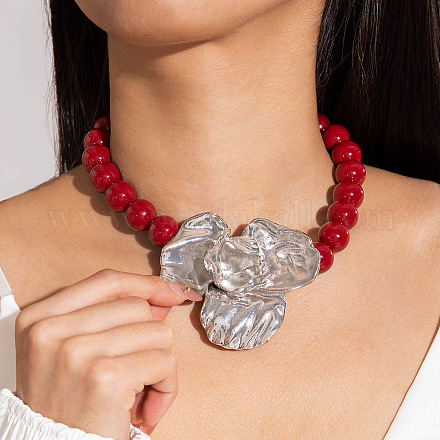 Ожерелья с подвесками в виде цветка из акрила и круглой бусинкой с цепочками на концах из сплава FS-WGEE4D6-01-1