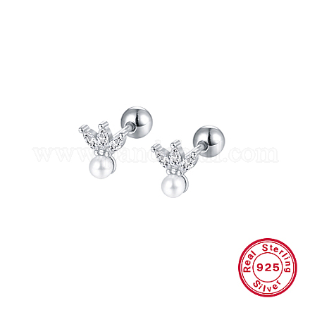 Серьги-гвоздики из серебра 925 пробы с родиевым покрытием и цирконием в форме микропаве с цветком CX0038-1-1