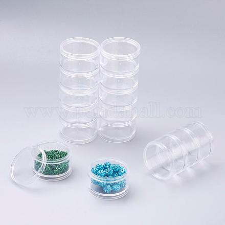 プラスチックビーズ収納ケース  シードビーズ容器  透明  サイズ：約50直径/バイアル  28 mm厚/バイアル  5バイアル  容量：15ml（0.5液量オンス） CON-S002-1