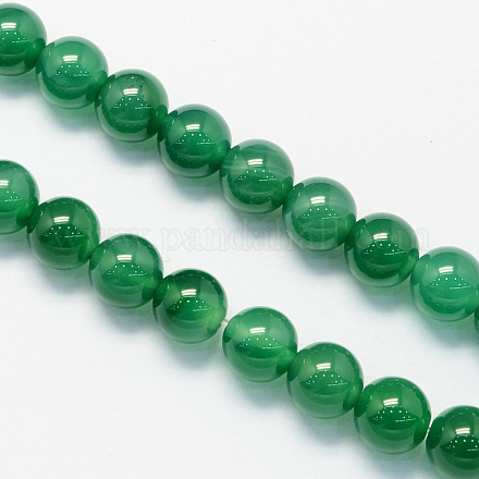 Round Dyed Natural Green Onyx Agate Beads Strands G-S123-6mm-1