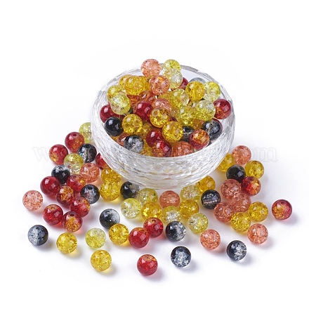 Perles de verre craquelé peintes au four et peintes au four CCG-X0010-07-8mm-1