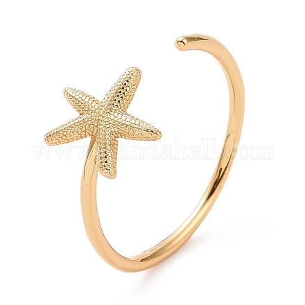 Латунная звезда с открытым манжетным кольцом для женщин RJEW-C029-04G-1