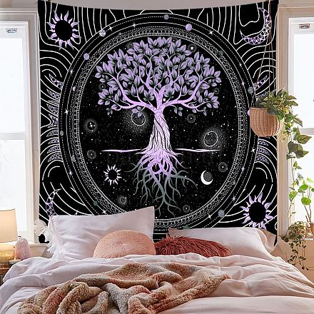 Tapisserie murale trippy motif arbre de vie en polyester TREE-PW0001-32A-02-1