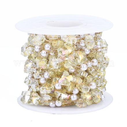 Mariposa de vidrio y cadenas de cuentas de perlas de plástico abs CHS-N003-02-07-1