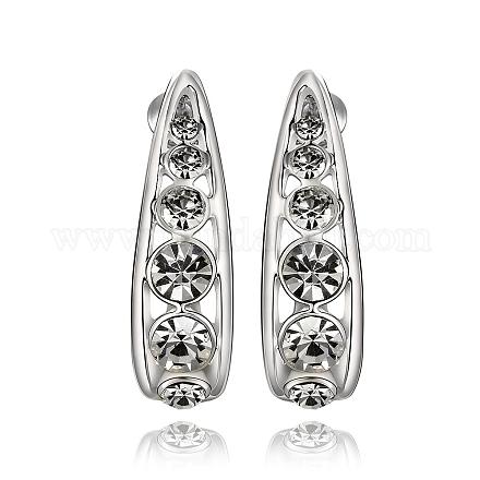 Real Platinum Plated Filigree Tin Alloy Rhinestone Stud Earrings EJEW-BB08828-P-1