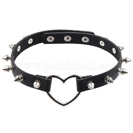Регулируемые регулируемые готические ожерелья-чокеры из искусственной кожи с заклепками и шипами для женщин NJEW-WH20816-006P-B-1
