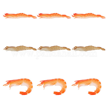 DELORIGIN 9Pcs 3 Style Imitation Shrimp Plastic Display Decorations DJEW-DR0001-02-1