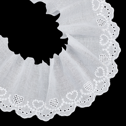 Mayjoydiy 米国 7.5 ヤード フラット コットン刺繍 ハート リボン  服装アクセサリー  ホワイト  3インチ（75mm） OCOR-MA0001-06-1