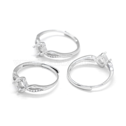 Componentes del anillo de dedo de plata de ley 925 ajustables STER-E061-28P-1