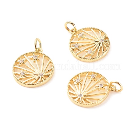 Латунные микропаве прозрачные подвески с фианитом ZIRC-P094-09G-RS-1