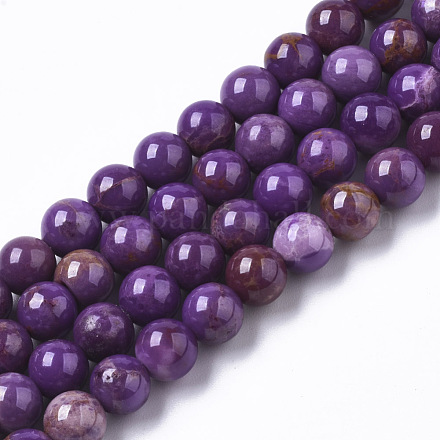 Natural Lepidolite/Purple Mica Stone Beads Strands G-R465-27C-1