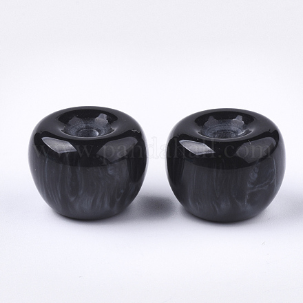 樹脂ビーズ  天然石風  片穴  りんご  ブラック  21x15.5~16mm  半分穴：3.5mm RESI-S377-16A-1