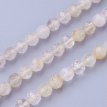 Chapelets de perles en quartz rutiles d'or naturel X-G-F619-10A-4mm-1