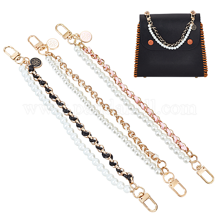 Wadorn 3 pz 3 colori similpelle e plastica abs imitazione perla doppio filo manici per borsa FIND-WR0008-10-1