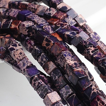 Dyed Natural Imperial Jasper Cube Beads Strands G-M273-05-6mm-1