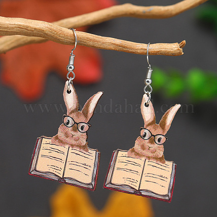 Милые деревянные серьги-подвески в виде кролика на пасху ZX2883-7-1