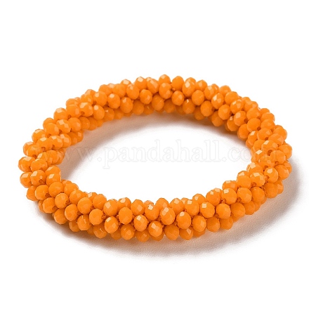 Bracelet extensible tressé en perles de verre au crochet BJEW-S144-002E-08-1