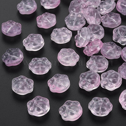 Perles de verre peintes à la cuisson transparentes bicolores GLAA-S190-021-B06-1