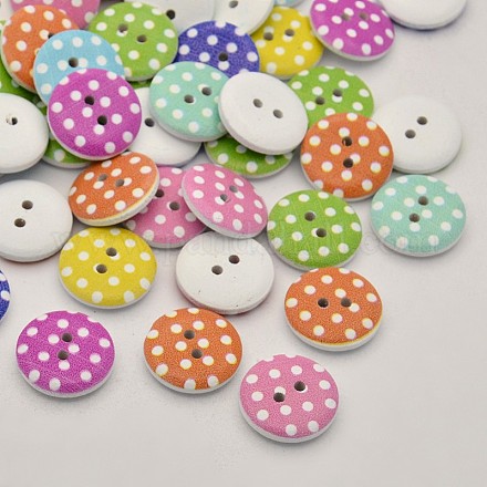 Plat rond 2 dot -hole imprimé boutons en bois X-BUTT-P010-58B-1