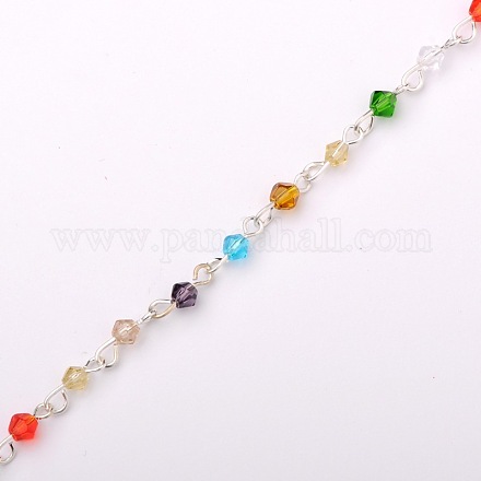 Handmade Bicone Glass Beads Chains for Necklaces Bracelets Making AJEW-JB00048-08-1