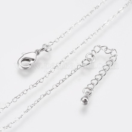 Long-Lasting Plated Brass Heart Link Chains Necklaces NJEW-K112-02P-NF-1