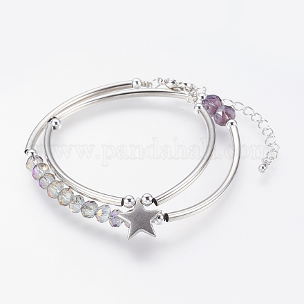 Electroplate Glass Beads 2 Wrap Bracelets BJEW-JB03472-03-1