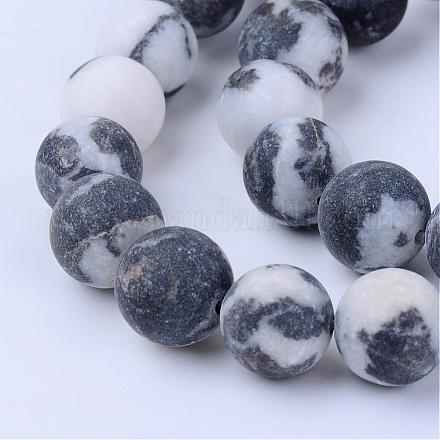 Chapelets de perles en zèbre naturel G-Q462-6mm-01-1
