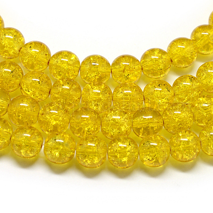 Chapelets de perles en verre craquelé peint DGLA-S101-12mm-A33-1