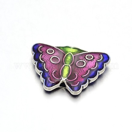 Butterfly Brass Enamel Beads KK-N0081-80C-1