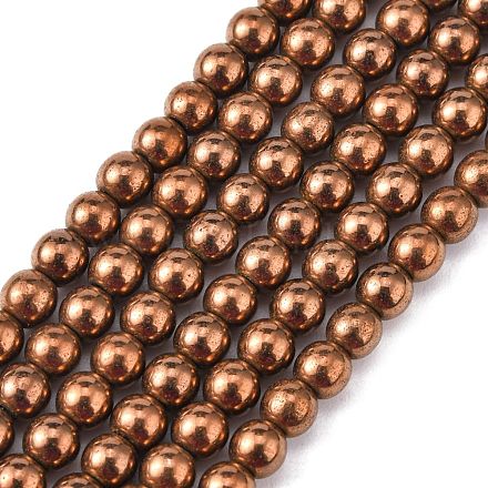 Chapelets de perles en hématite synthétique sans magnétiques X-G-S096-4mm-4-1