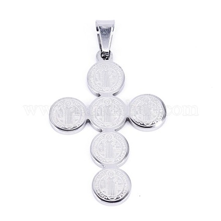 304 inoxydable saint acier médaille de benoît croisées pendentifs STAS-F012-12-1