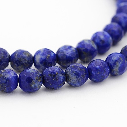 Natural Lapis Lazuli Round Bead Strands G-M158-6mm-1