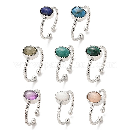 Открытое кольцо-манжета с натуральным драгоценным камнем RJEW-M166-04P-1-1