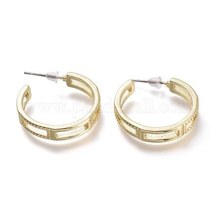 Brass Stud Earrings EJEW-P264-A07-G-1