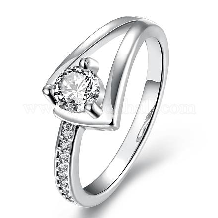 本物のプラチナメッキ真鍮チェコラインストーンの女性用婚約指輪  usサイズ8（18.1mm） RJEW-BB04897-8C-1