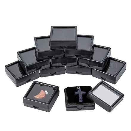 Benecreat 24 pièces vitrine de pierres précieuses de velours carré diamant gemme boîte de rangement de bijoux organisateur cas avec velours à l'intérieur noir OBOX-BC0001-03-1