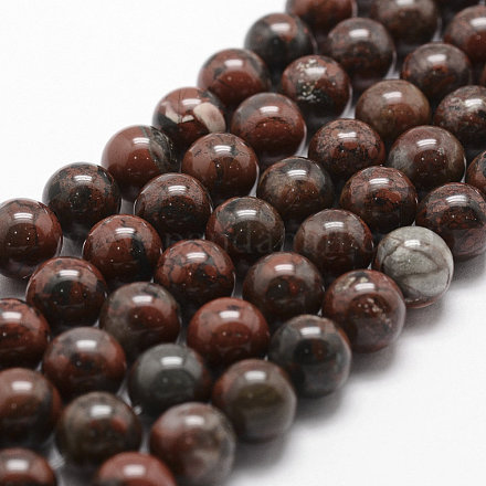 Brins bréchique jaspe de perles naturelles G-D840-67-10mm-1