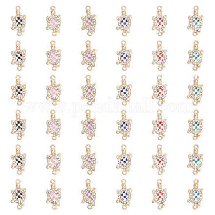 CHGCRAFT 36Pcs 6 Colors Tortoise Rhinestone Link Alloy Enamel Connector Charms FIND-CA0007-18-1