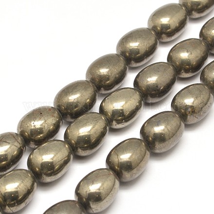Teardrop Natural Pyrite Beads Strands G-I126-29-20x15mm-1