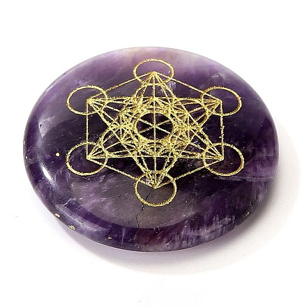Чакра натуральный аметист плоские круглые пальмовые камни PW-WG10716-01-1