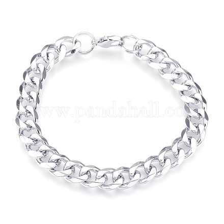304 Stainless Steel Curb Chain Bracelets BJEW-G597-01P-A-1