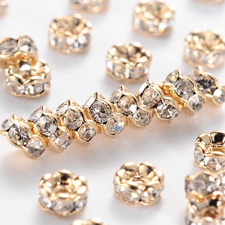 Brass Rhinestone Spacer Beads RB-A014-L4mm-01LG-NF-1