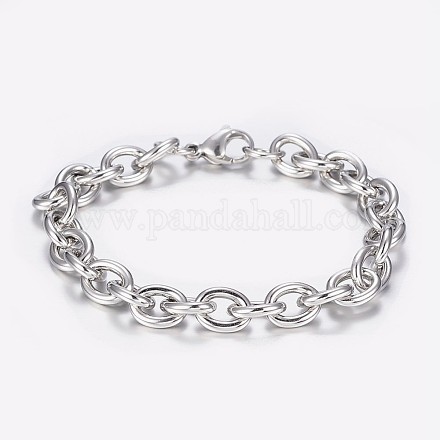 304 Stainless Steel Cable Chain Bracelets X-BJEW-I238-09P-1