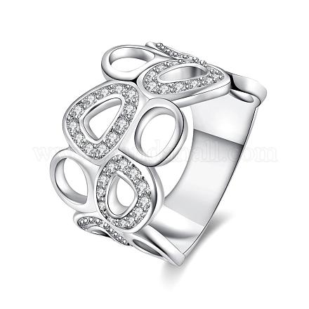 Laiton argenté zircone cubique anneaux de mariage pour les femmes RJEW-BB00709-8-1