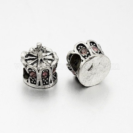 Antique Silver Plated Alloy Rhinestone European Beads CPDL-J030-27AS-1