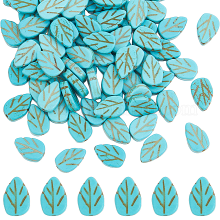 SUNNYCLUE 1 Box 5 Strands 145Pcs Turquoise Bead Strings Leaf Beads Stone Healing Energy Turquoise Gemstone Beads String Blue Leaf Bead Spring Leaves Loose Beads for Jewelry Making DIY Craft Supplies TURQ-SC0001-23-1