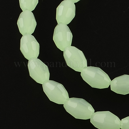 Riz facettes perles de verre imitation de jade brins GLAA-Q046-02E-1