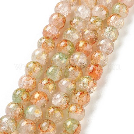 Chapelets de perles en verre craquelé peint DGLA-R053-05B-1